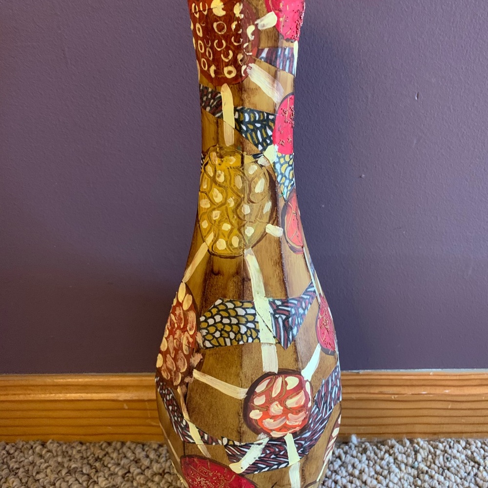 One of a kind, hand painted original large vase.